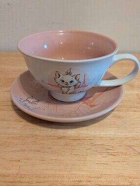 Disney Pink and White Marie Teacup and Saucer Set